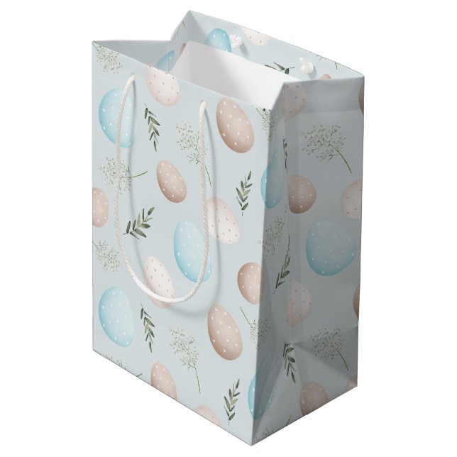 Easter Eggs Pattern Spring Birthday  Medium Gift Bag (Back Angled)