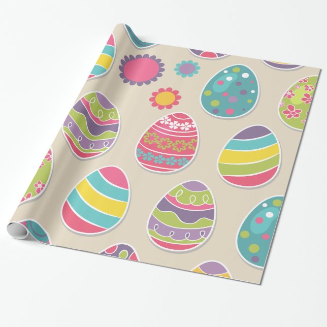 Easter eggs pattern wrapping paper (Unrolled)