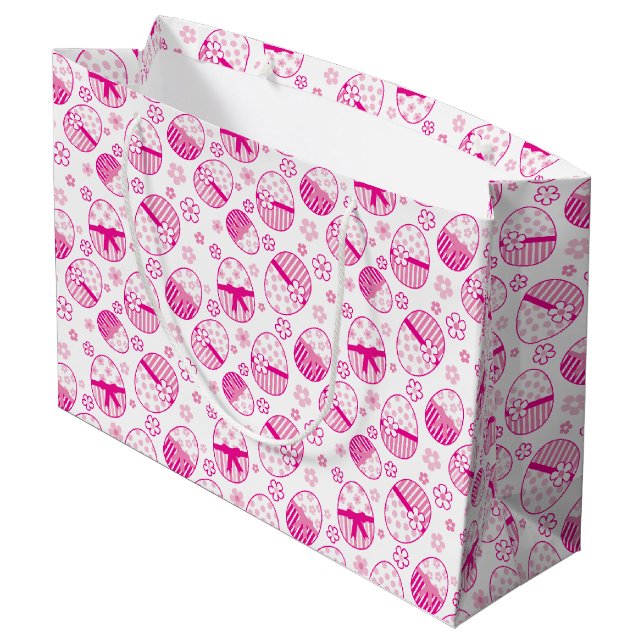Easter eggs pink graphic favour gift bag (Back Angled)