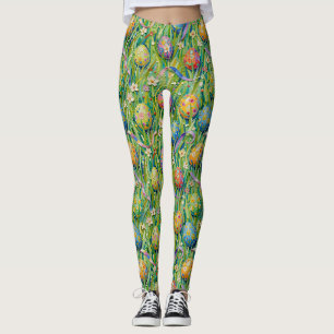 EASTER EGGS ~ Pretty Green Background 3D~ Leggings