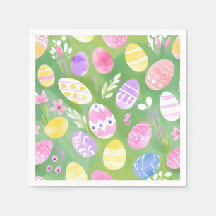Easter Eggs Pretty Pastel Watercolor Egg Hunt Napkin