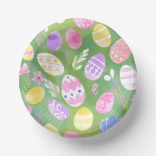 Easter Eggs Pretty Pastel Watercolor Egg Hunt Paper Plate