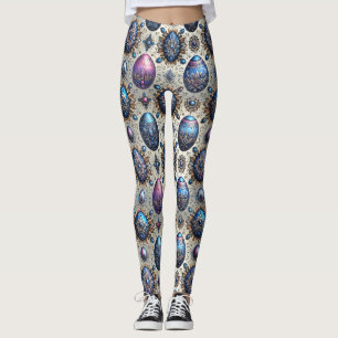 EASTER EGGS ~ Purple Blue Grey 3D~ Leggings
