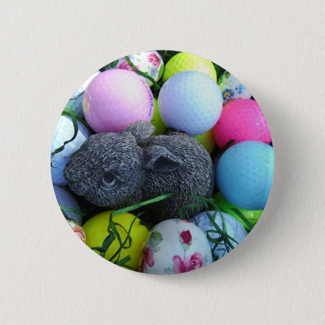 Easter Eggs, Rabbit Golf Balls 6 Cm Round Badge (Front)