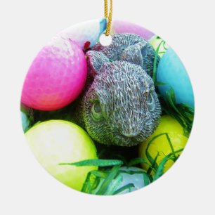 Easter Eggs, Rabbit , Golf Balls Ceramic Tree Decoration