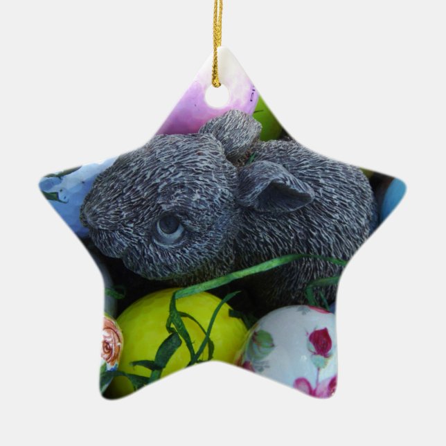 Easter Eggs, Rabbit Golf Balls Ceramic Tree Decoration (Front)