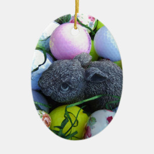 Easter Eggs, Rabbit Golf Balls Ceramic Tree Decoration