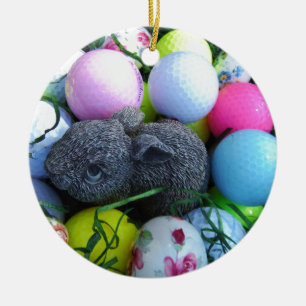 Easter Eggs, Rabbit Golf Balls Ceramic Tree Decoration