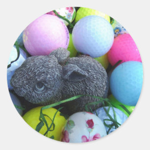 Easter Eggs, Rabbit Golf Balls Classic Round Sticker