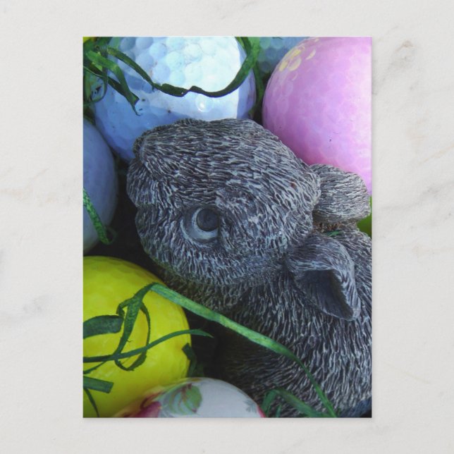 Easter Eggs, Rabbit Golf Balls Holiday Postcard (Front)