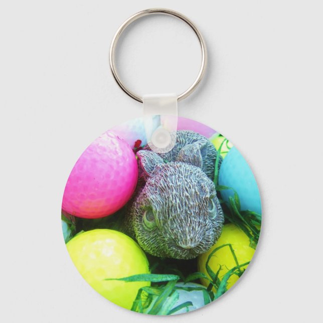 Easter Eggs, Rabbit , Golf Balls Key Ring (Front)