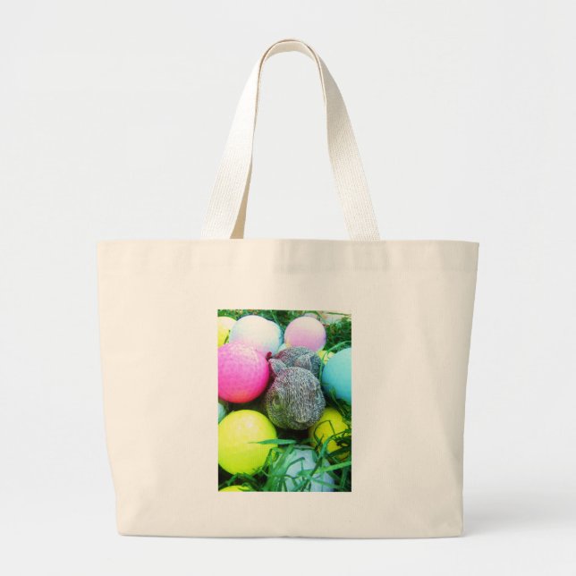 Easter Eggs, Rabbit , Golf Balls Large Tote Bag (Front)