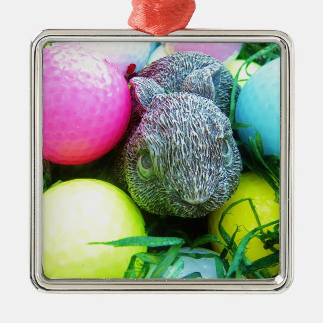 Easter Eggs, Rabbit , Golf Balls Metal Tree Decoration (Front)
