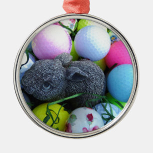 Easter Eggs, Rabbit Golf Balls Metal Tree Decoration