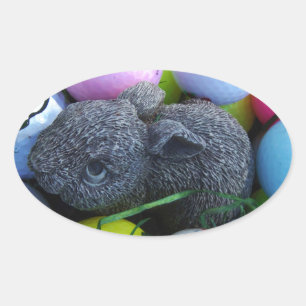 Easter Eggs, Rabbit Golf Balls Oval Sticker