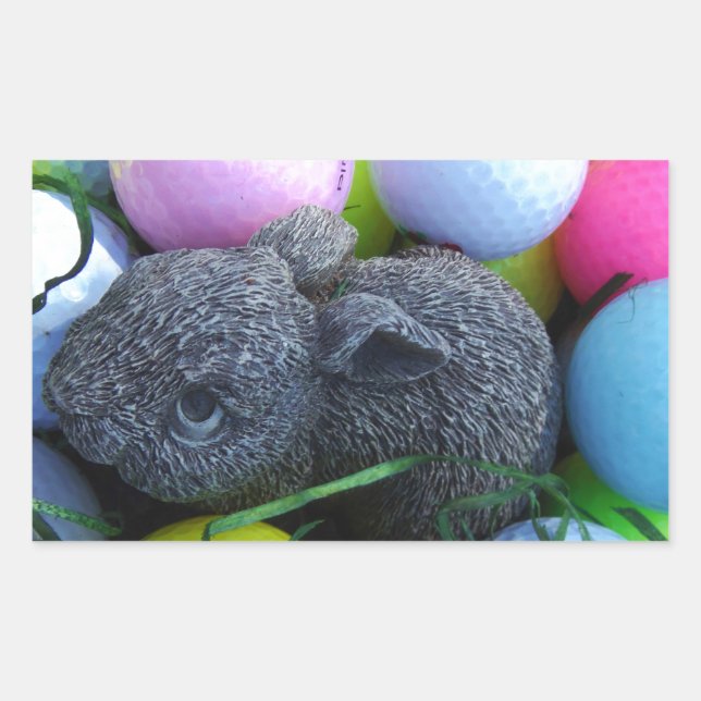 Easter Eggs, Rabbit Golf Balls Rectangular Sticker (Front)