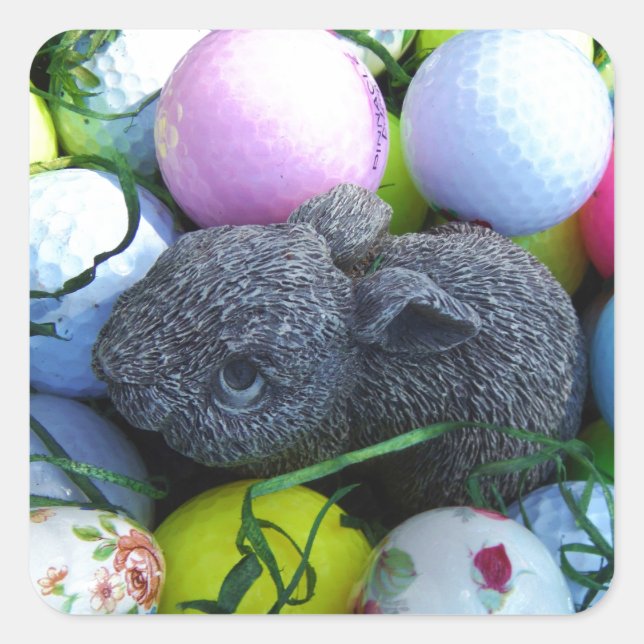 Easter Eggs, Rabbit Golf Balls Square Sticker (Front)