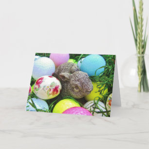 Easter Eggs, Rabbit , pastel colored Golf Balls Holiday Card