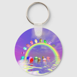 Easter Eggs Ride on a Rainbow Key Ring