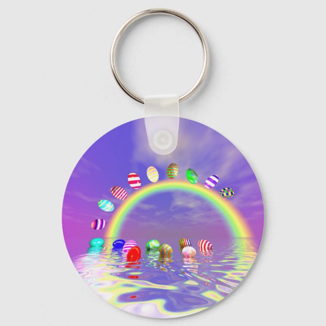 Easter Eggs Ride on a Rainbow Key Ring (Front)
