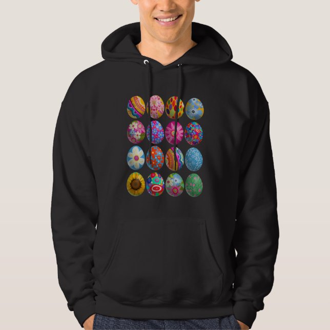 Easter Eggs spring flowers colorful fun Hoodie (Front)