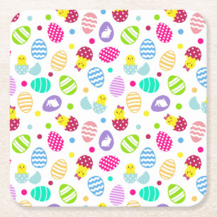Easter Eggs Square Paper Coaster