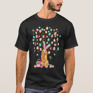 Easter Eggs Tree Golden Retriever Dog Wearing Bunn T-Shirt