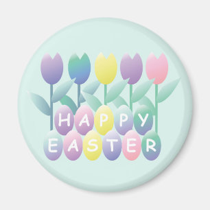 Easter Eggs Tulips Happy Easter Magnet