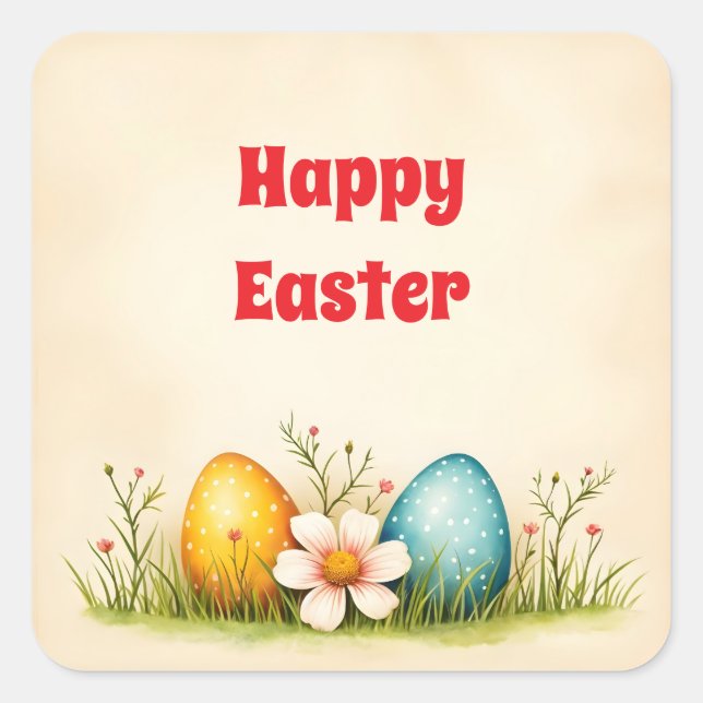 Easter Eggs Vintage Popular Collection Square Sticker (Front)