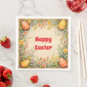 Easter Eggs Vintage Trendy Collection Napkin