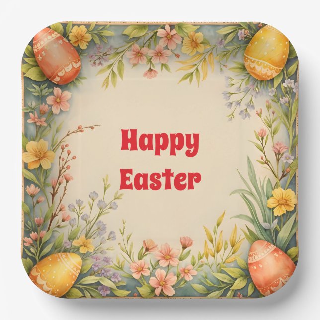 Easter Eggs Vintage Trendy Collection Paper Plate (Front)