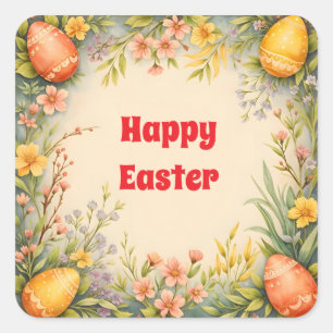 Easter Eggs Vintage Trendy Collection Square Sticker