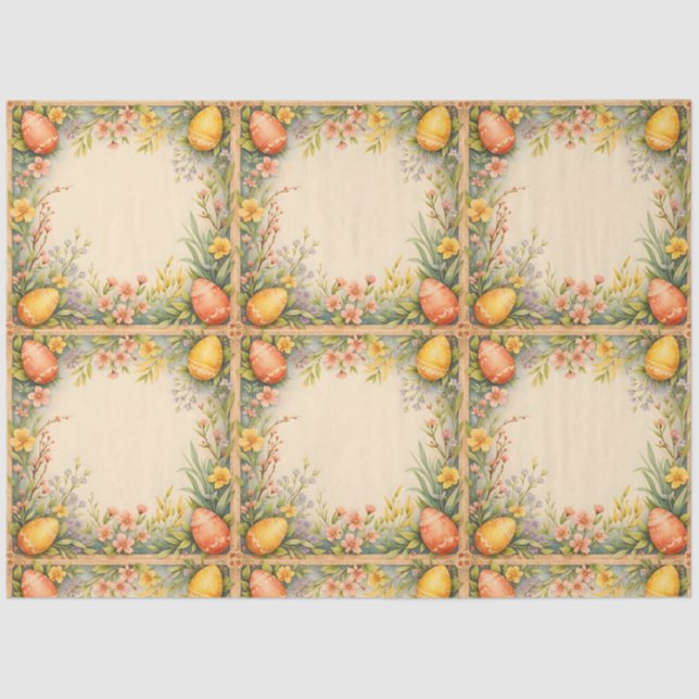 Easter Eggs Vintage Trendy Collection Tissue Paper (Front)
