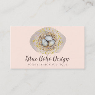Easter Eggs Watercolor Pink Nest Business Card