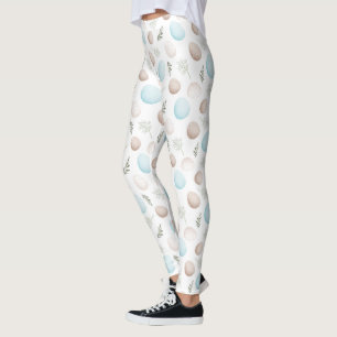 Easter Eggs White Pastel Pattern Leggings