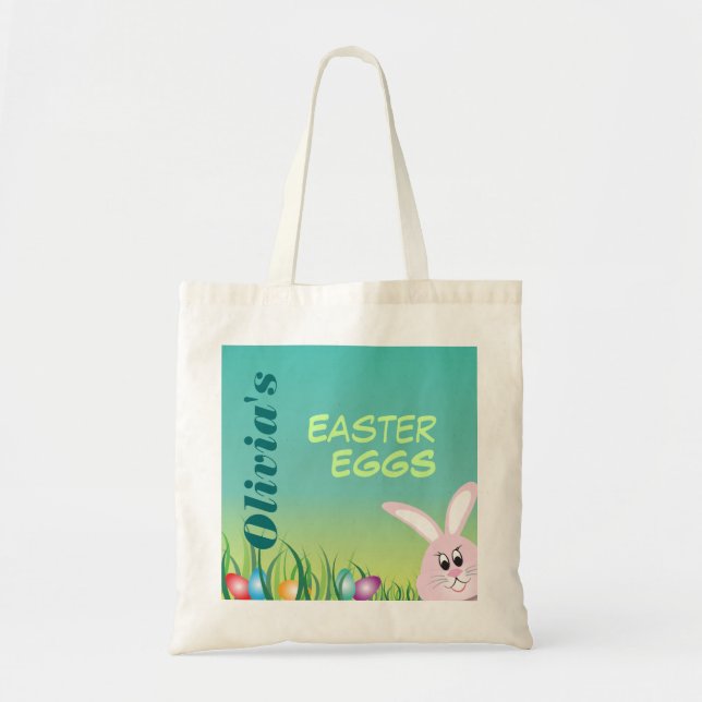 Easter Eggs with Bunny Personalised Tote Bag (Front)