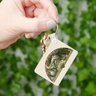 Easter Eggs with Chickens, Vintage Art Nouveau Key Ring