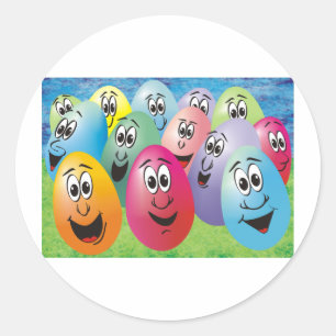 Easter Eggs with Faces Classic Round Sticker
