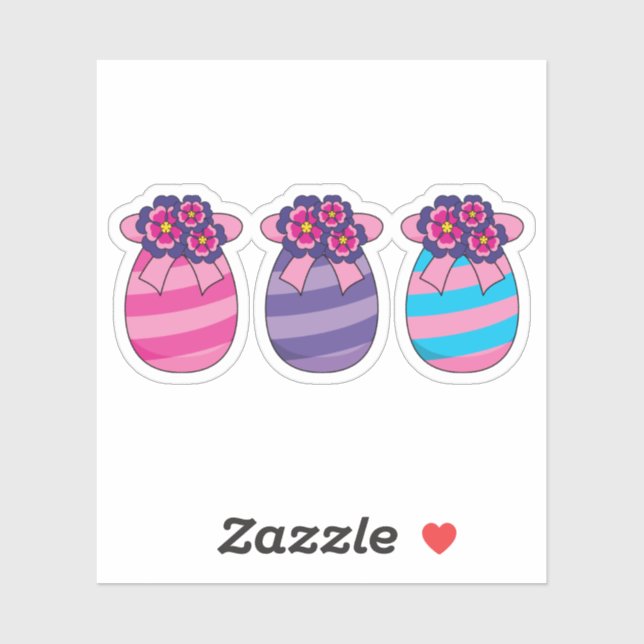 Easter Eggs with Flowers and Ribbon (Sheet)