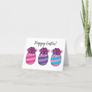 Easter Eggs with Flowers and Ribbon Add Text Thank You Card