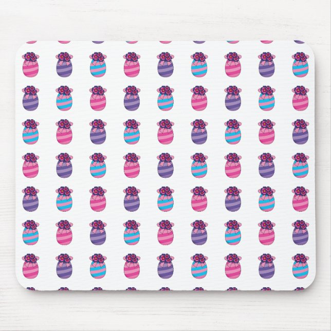 Easter Eggs with Flowers and Ribbon Mouse Mat (Front)