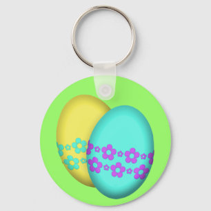 Easter Eggs With Flowers Key Ring