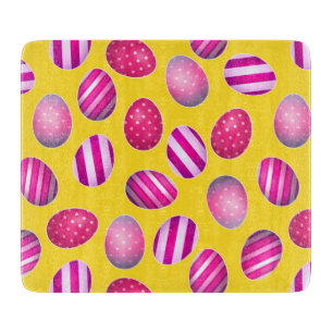 Easter Eggs Yellow and Pink Pattern Cutting Board