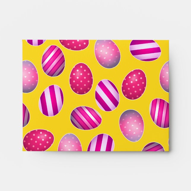 Easter Eggs Yellow and Pink Pattern Envelopes (Front)