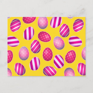 Easter Eggs Yellow and Pink Pattern Holiday Postcard