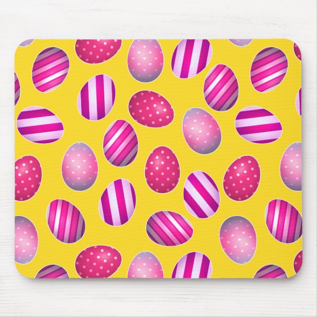 Easter Eggs Yellow and Pink Pattern Mouse Mat (Front)