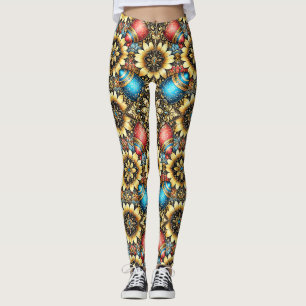 EASTER EGGS ~ Yellow Blue Red 3D ~ Leggings