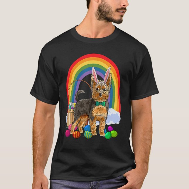 Easter Eggs Yorkshire Terrier Bunny Yorkie Dog T-Shirt (Front)