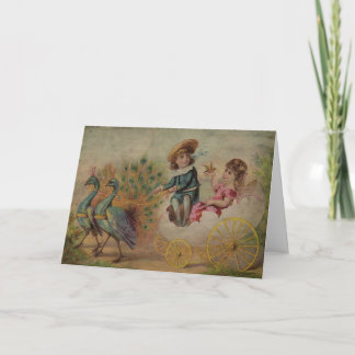 Easter Eggshell Carriage Drawn by Peacocks Holiday Card