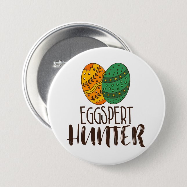 Easter Eggspert Hunter Funny Drawing Quote 7.5 Cm Round Badge (Front & Back)